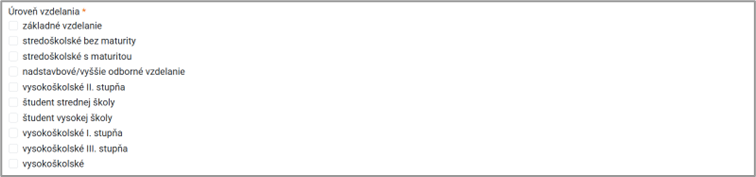 Výber úrovne vzdelania