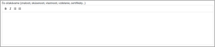 Požiadavky na uchádzača