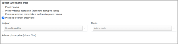 Zadanie miesta výkonu práce